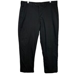 George Mens Black Polyester‎ Dress Pants Size 38x32 Flat Front Formal